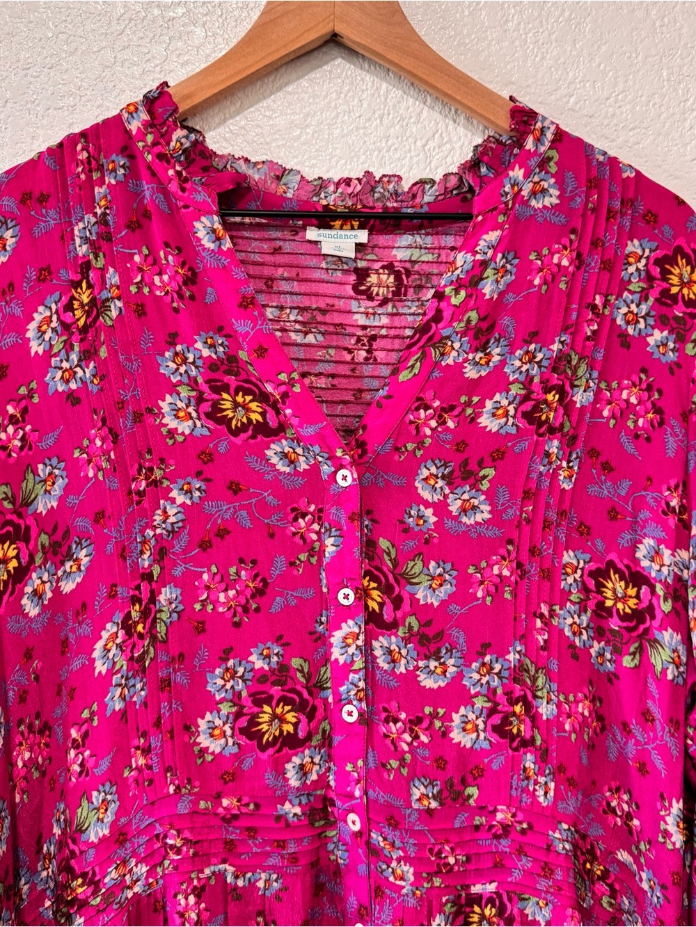 Sundance Raspberry Zora Floral Ruffle Dress XL - Picture 3 of 11